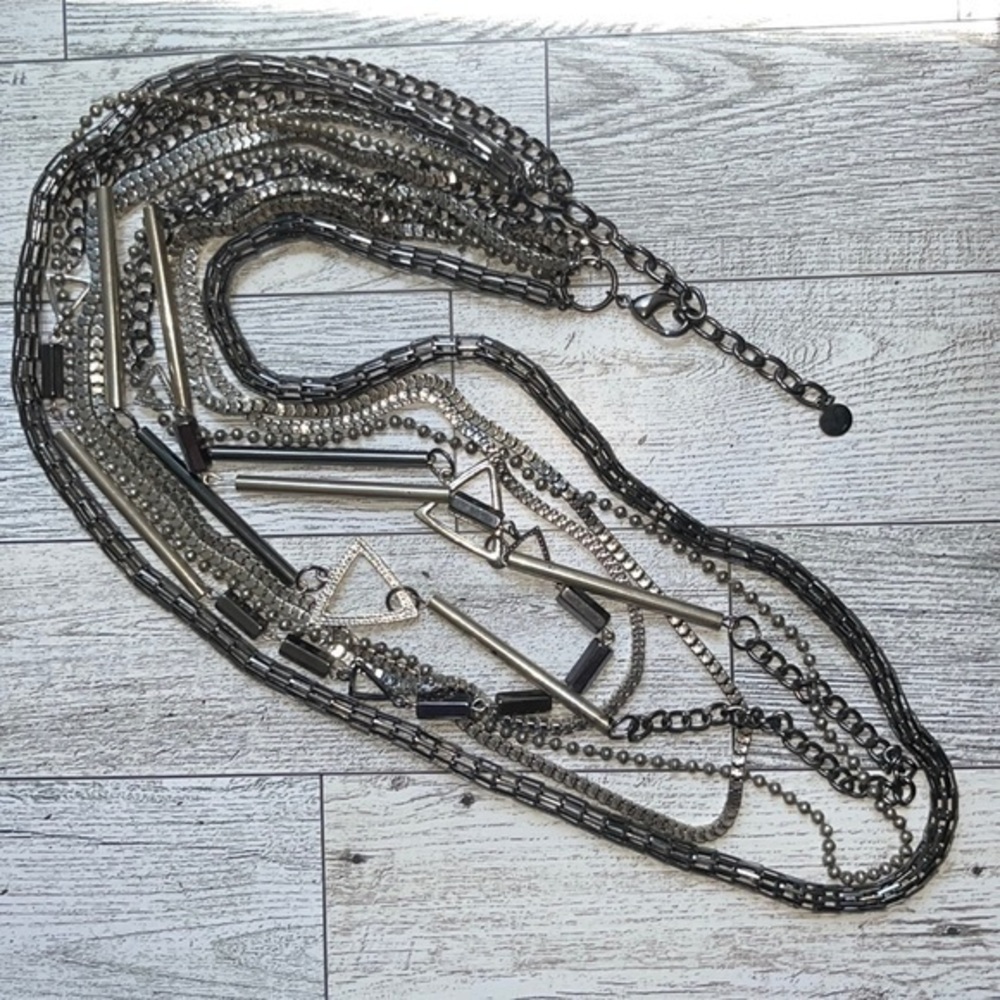 Victor Alfaro Hematite and silver multi layered necklace